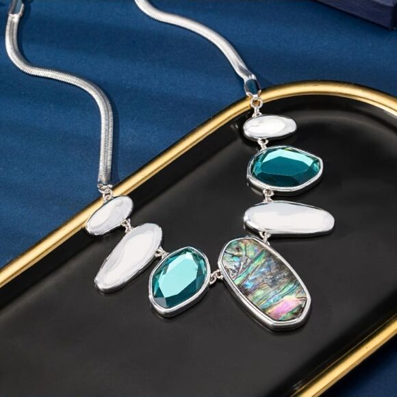 Bohemian Abalone & White Stone Necklace - Picture 5 of 5